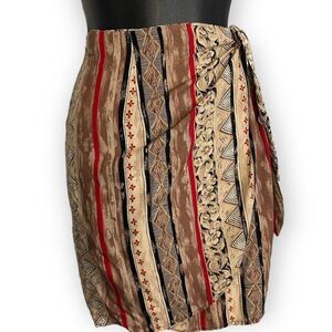 Ben Simon Extra Energy Tribal Print Geometric Wrap Skirt Size Small READ DESCRIP